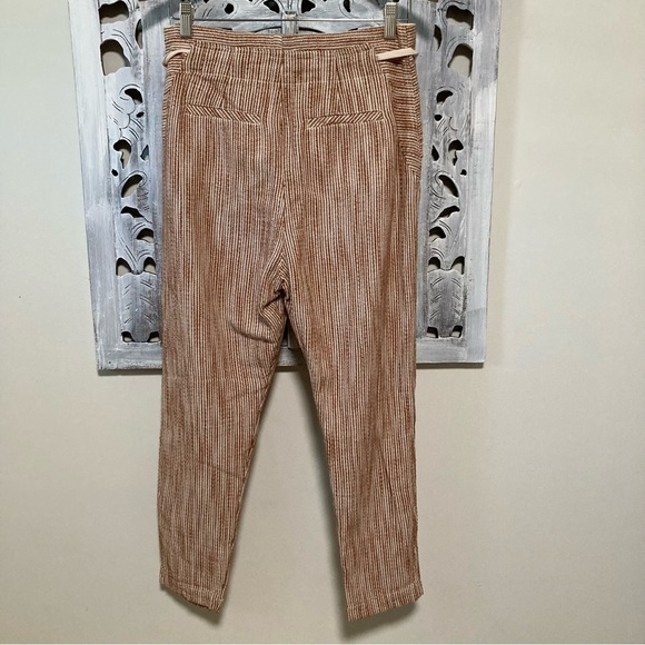 Free People Light At Sunrise Woven Cream/ Brown Crop Pants Size 4 - Picture 8 of 13